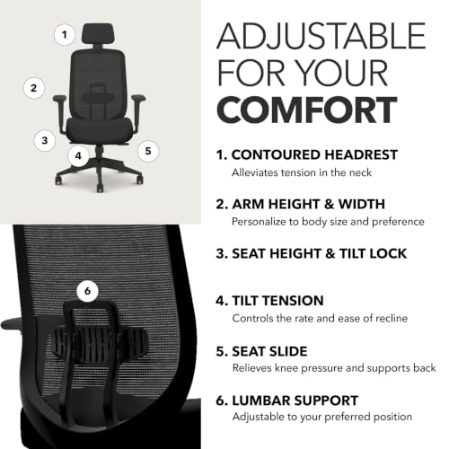 Image of HON Altern Ergonomic Office Chair, Office Desk Computer Chair, Black