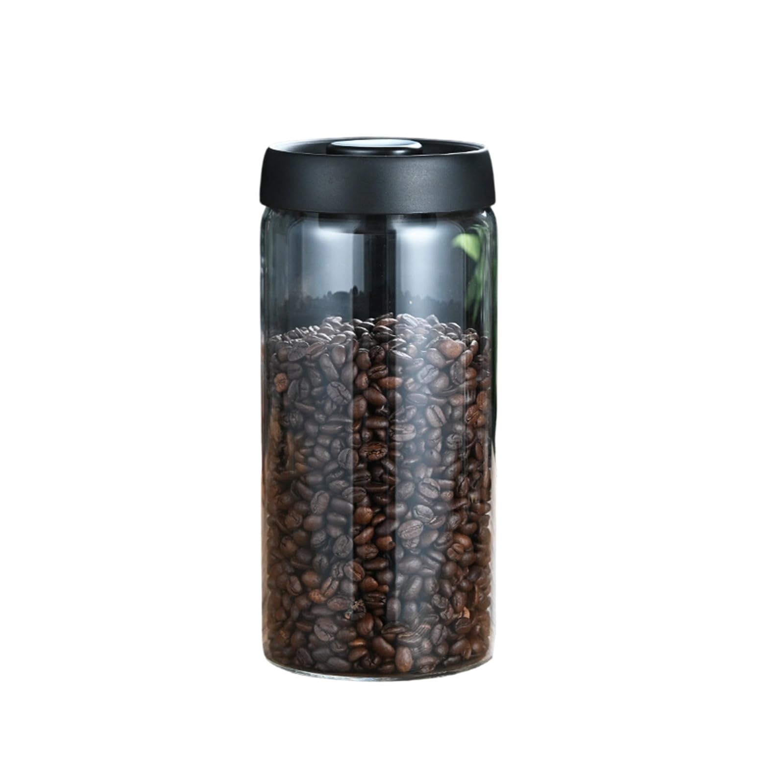 Efficient Pressed Vacuum Coffee Canister Bean Nut Tea Clear Glass Storage Jar with Vacuum Seal Organize Portable Coffee Container