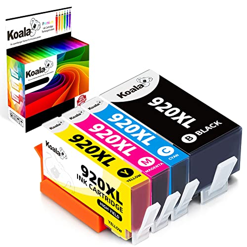 Koala 4er-Pack Druckerpatronen kompatibel für HP 920XL 920 XL Multipack für HP OfficeJet 6500 6000 7000 7500 6000A 6500A 7500A Drucker (1*Schwarz 1*Cyan 1*Magenta 1*Gelb) Cover