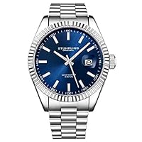 Stuhrling Original Men's Symphony Regent Coronet Stainless Steel Bracelet Watch, Blue-A, Quartz Movement