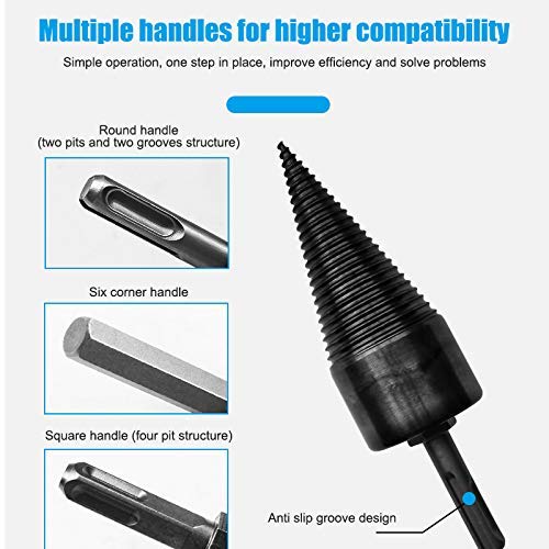 Mcottage Wood Splitter Cone Drill Efficient Drill Bit Safe Wood Breaker Tool for Firewood Machine Fast Wood Splitting 32/38/42/45mm