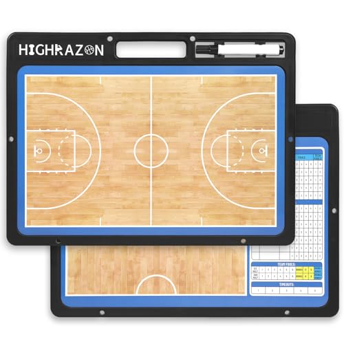 HIGHRAZON Dry Erase Basketball Clipboard for Coach Premium Tactical Basketball Coaching Board Double Sides Full & Half Court Dry Erase Board with Marker