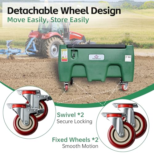 Image of FMCNMech 40 Gallon Portable Fuel Transfer Tank with 12V Electric Pump, 3.7 GPM Flow Rate LLDPE Fuel Tank with Wheels, Gasoline Diesel Kerosene Fuel Storage Tank for Farm, Truck, Boat, and Construction Use