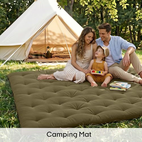 Image of ZonLi Japanese Floor Futon Mattress Twin Size 75 inchx 39 inch, 100% Cotton Cover 2.5 inch Thicken Tatami Mattress, Foldable Sleeping Pad, Portable Dormitory Tatami Mat, Roll Up Floor Lounger Bed for Adult