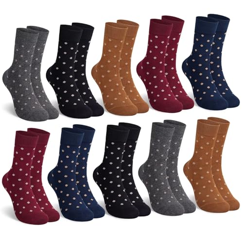 Mowenti socken damen 39-42 sportsocken strümpfe socks Damensocken bunte schwarz Streifen Punkte baumwollsocken 10 Paar Fünf-Farben
