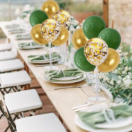 Image of TONIFUL 4 Set Sage Green Gold Balloon Stand Balloon Centerpieces for Table