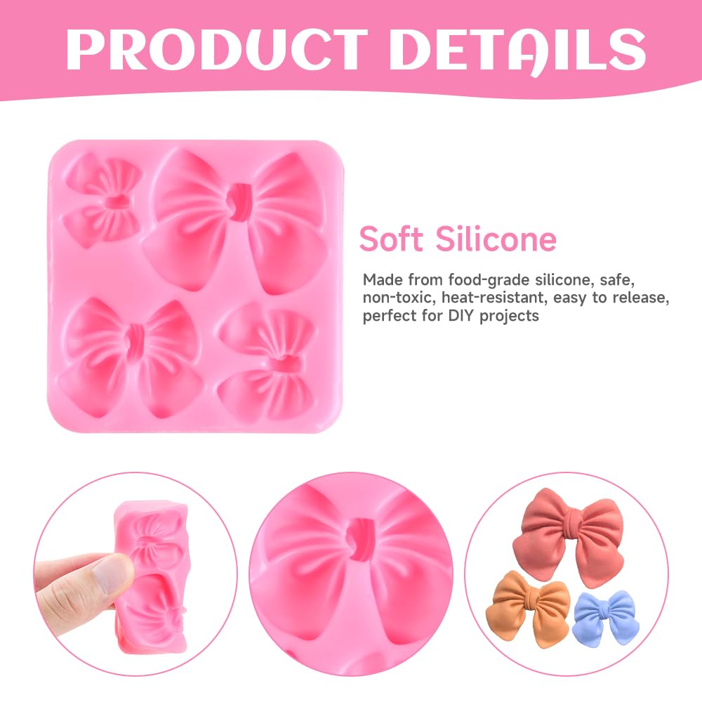 3 moldes de chocolate con lazo, molde de chocolate de silicona rosa, moldes de caramelo para bodas, fiestas de cumpleaños, suministros para hornear pasteles