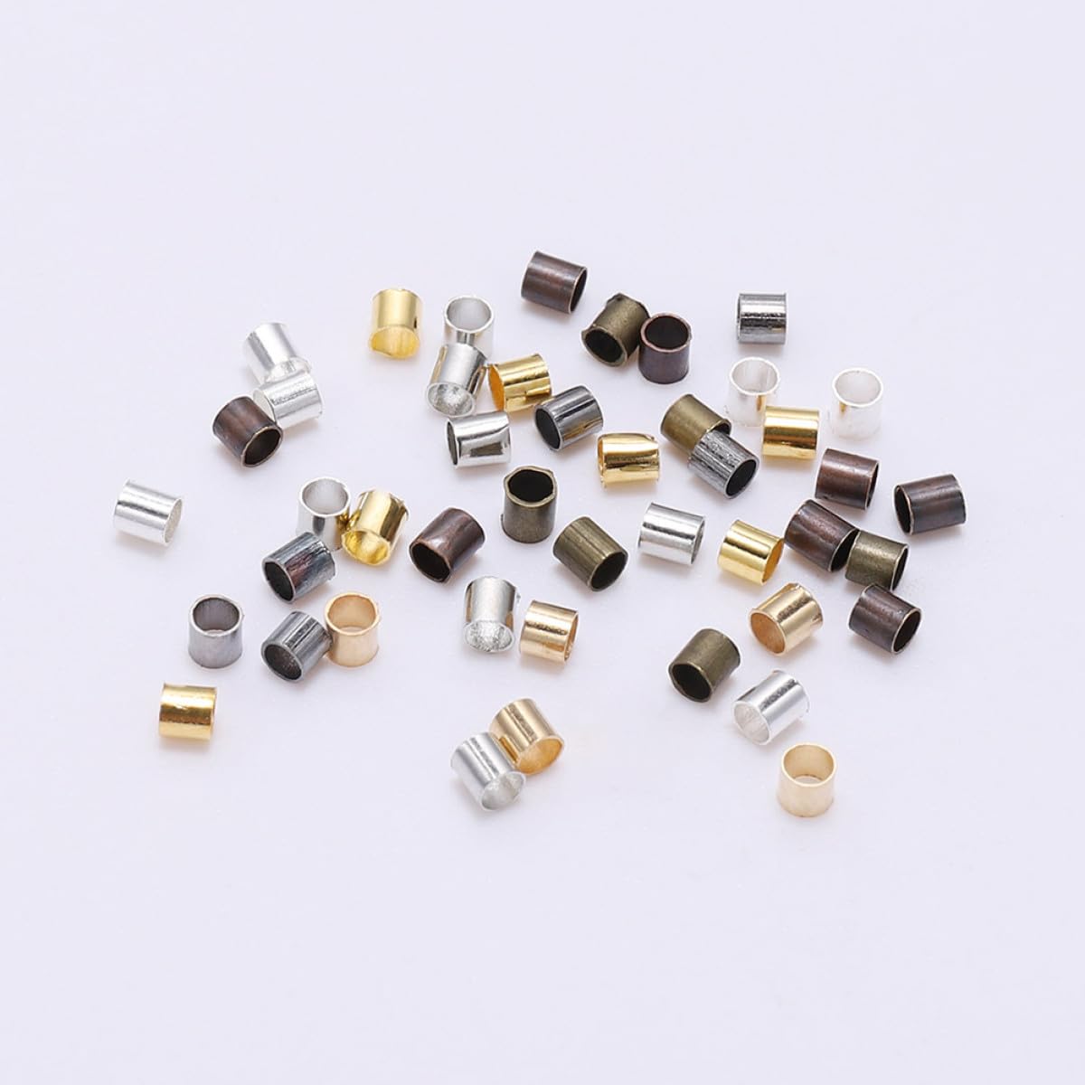 1500 Perles Tubes en Cuivre pour Fabrication de Bijoux, Accessoires DIY pour Création Artisanale, 3 Paquets de 500 Pièces pour Bracelets et Colliers