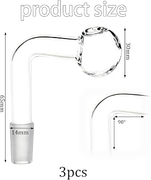 3 Pcs High Borosilicate Glass Oil Burner Male Glass Tubes with Thickened Scratch-Resistant Design for Smokers' Water Pipes and Oil Rigs 14mm Joint Size Reusable and Easy to Clean