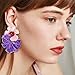 Aksod Large Flower Earrings Studs Dangle Purple Enamel Statement Earrings Big Exaggerated Floral Earrings Jewelry for Women (Purple)