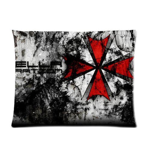 Personalized Custom Soft Pillow Case Cover 20X26 (One Side) - Hot Science Fiction Adventure Film Resident Evil Logo Red & White Umbrella Pttern Vintage Retro Design Pillow Case