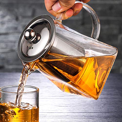Leaftree Chaleira de vidro para chá, chaleira de borossilicato segura e pequena chaleira com infusor