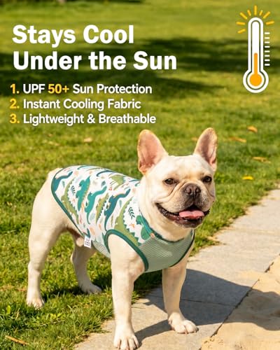 Image of CuteBone Mesh Panel Dog Tank Top - Breathable Dual-Fabric Pet Vest Lightweight Summer Small Dog Shirts - Keep Your Pets Cool, Sun-Protected Outdoors