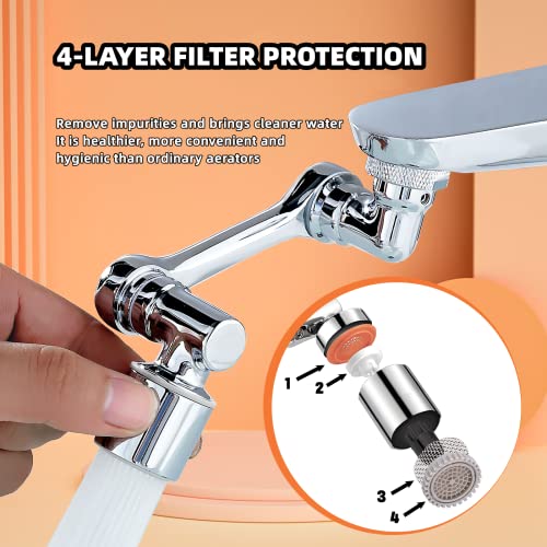 Maonple Faucet Extender, Universal 1080 Swivel Faucet Aerator, With 2 Sprayer Faucet Aerator, Splash Filter Kitchen Bathroom Sink Extend Faucets Aerator #TOP3