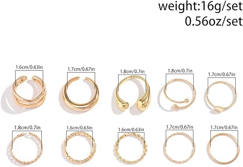 Miniatura 3 de MIFYNN Anillos gruesos de oro para mujer, anillo grueso ajustable de oro y plata, anillo grueso de moda, anillo de cúpula abierta, anillos de plata