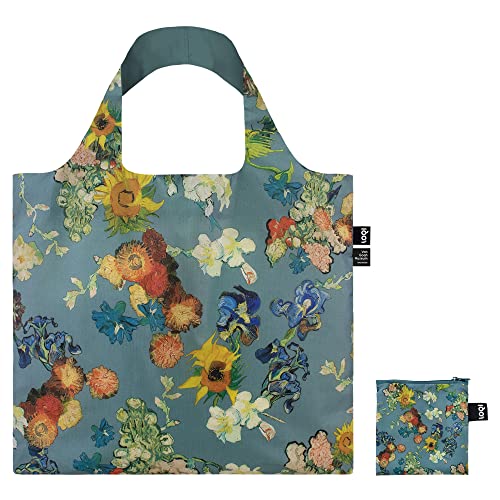 LOQI Vincent Van Gogh - VGM 50th Anniversary Bouquet/Flower Pattern Blue Canvas Recycled Bag, Multicolour, 50 x 42 cm - Image 3