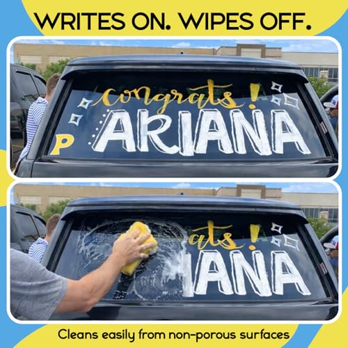 Chalkola Car Window Markers for Glass Washable - (10mm, 12 Pack w/Gold Silver) | Jumbo Liquid Chalk Markers for Blackboard, Chalkboard, Auto Mirror, Bistro Board — 3 in 1 Wide Nib Chalk Paint Pens - Thumbnail 3