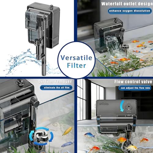 Image of Glass Betta Aquarium Starter Kits 1.5 Gallon Small Fish Tank, Betta Fish Tank with LED Light, Power Filter, Black. 4mm Glass