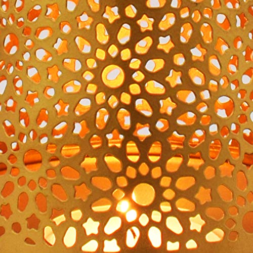 Orientalische goldene Laterne Windlicht Ceuta 12cm groß | Marokkanische Gold Gartenlaterne für draußen Innen als… – Bild 7