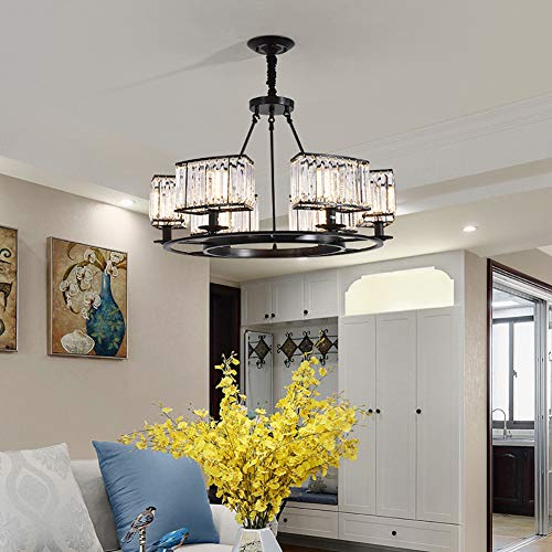 Plafonnier moderne LiChA suspension industrielle cristal 6 lampes