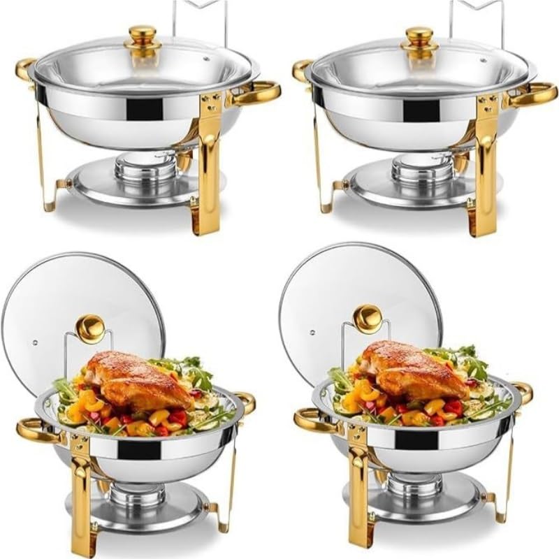 scaldavivande Scaldavivande for Buffet Confezione da 4 scaldavivande for Feste Buffet Scaldavivande Rotondi in Acciaio Inossidabile Set da Buffet Cucina