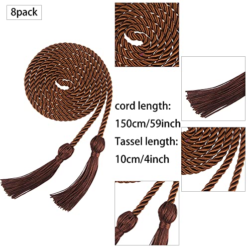 Image of Trounistro 8 Pieces Graduation Cords Yarn Honor Cords with Tassel for College Graduation Students (Brown)