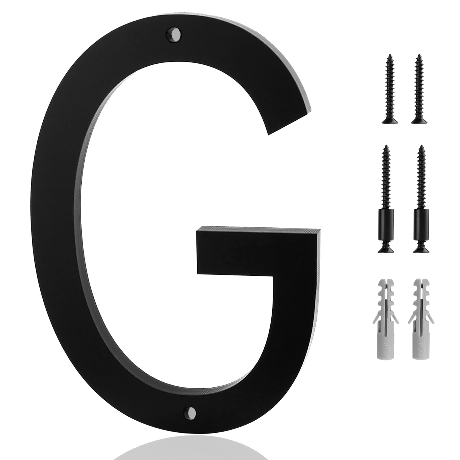 5 Inch Address House Letters and Number G - Easy Installation With Screw Set, Includes Hardware for Flush or Floating Mount, Frosted Matte Black