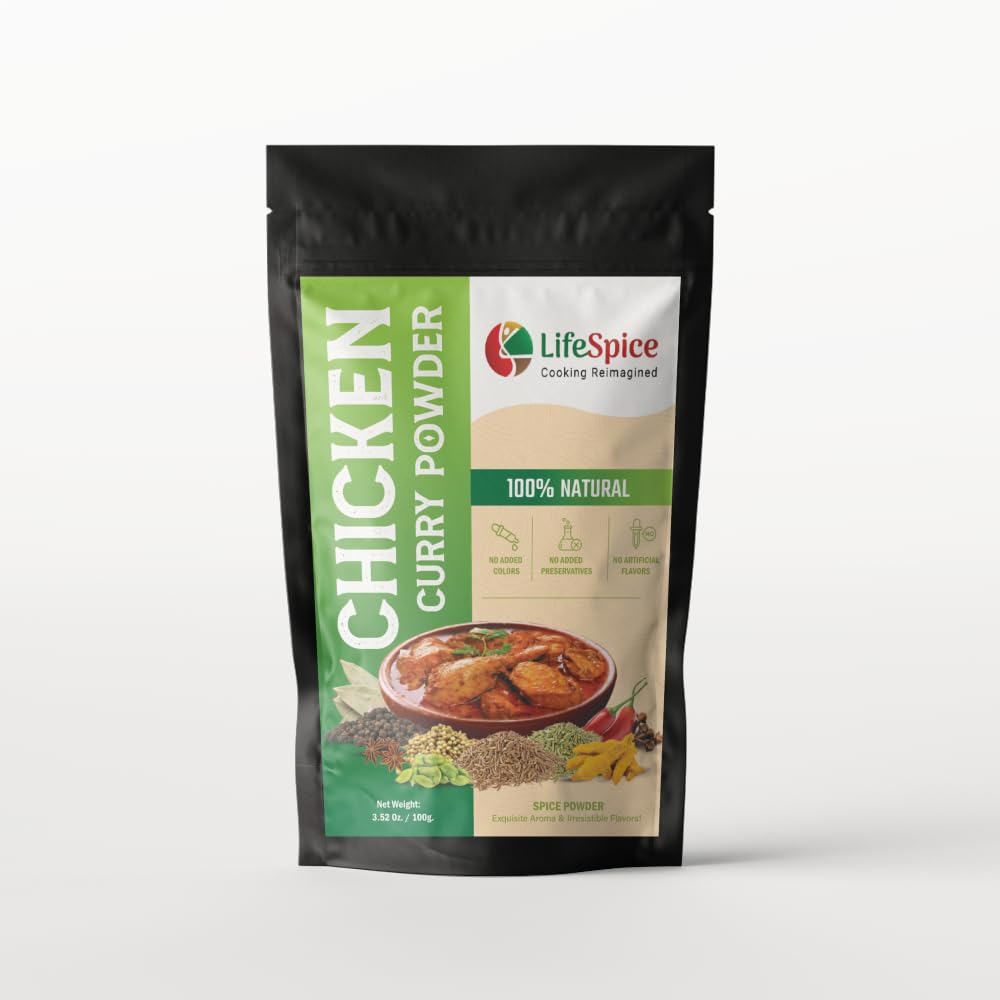 LifeSpice Chicken Curry Powder | Premix spice powder like Curry Masala | With Natural Phytochemicals, In A Easy Use Zip-Lock Pouch, 100G Pouch
