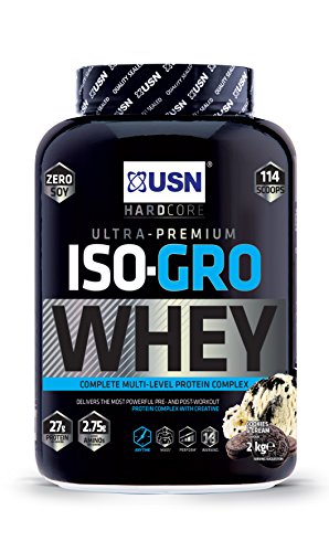 USN Iso-Gro with Milk Protein Isolate, Hydrolysed Beef Peptide and Creatine, Cookies and Cream, 2 kg