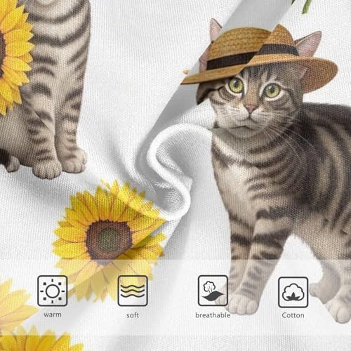 Toddler Panties, Cats Yellow Sunflowers White Cotton Girls Underwear, 2T–8 Years3