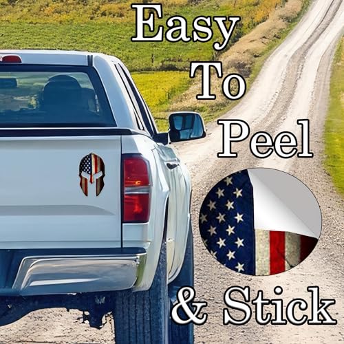Image of Large Spartan Gladiator 300 Helmet American Flag Patriotic Auto Car Decal Bumper Sticker Truck RV SUV Boat Window Support US Military (5 inch)