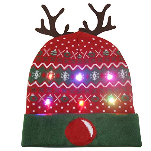 Heresell - Gorro de punto con luces LED para Navidad, diseño de dibujos animados, /, 2#