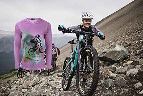 Youalso Long Sleeve Motocross Jersey Women, Dirt Bike Motorcycle Shirt Powersports Mountain Mtb Bmx Racing Pink L #TOP3