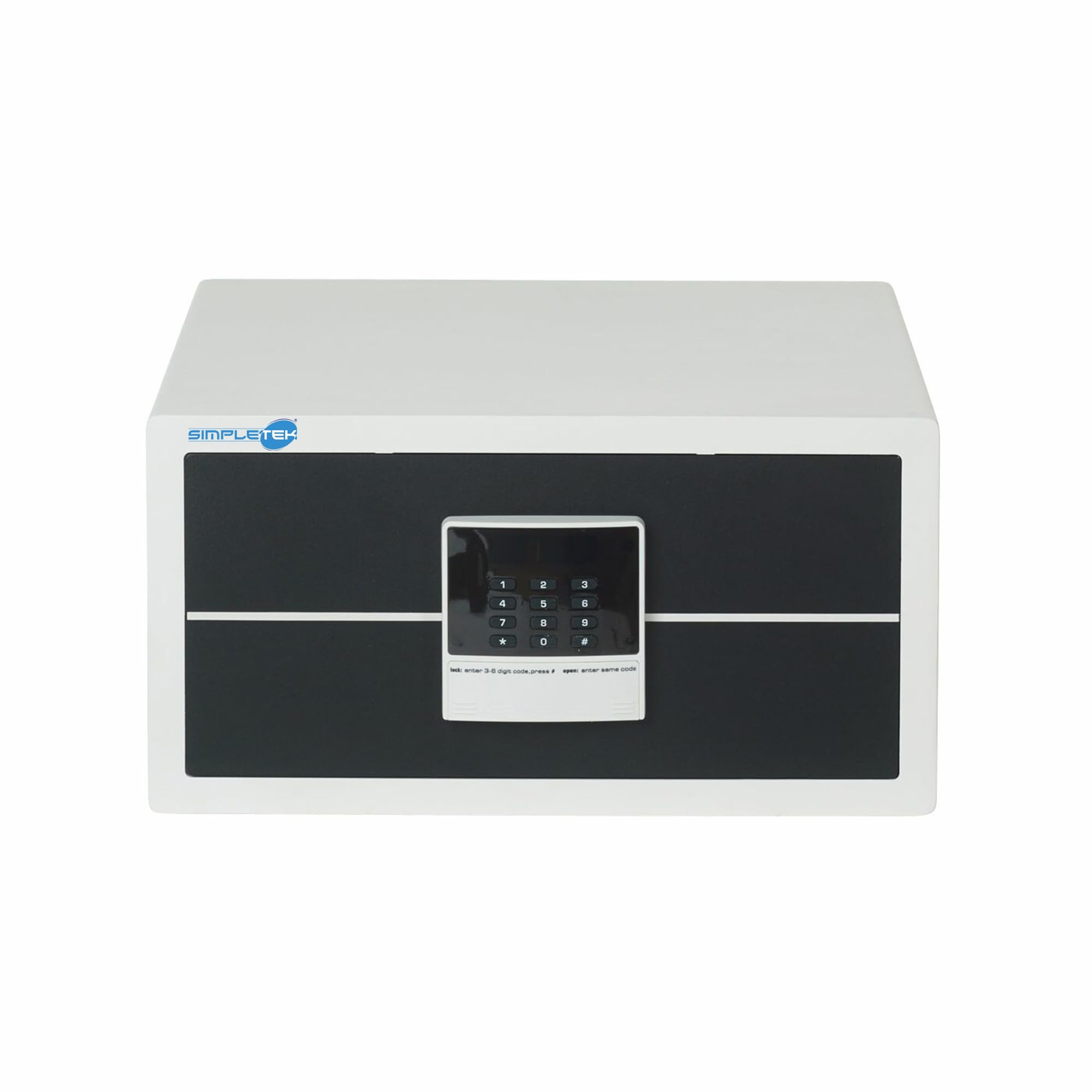 SIMPLETEK - Profesjonalny sejf - Otwieranie po lewej stronie - białe wykończenie - Klawiatura cyfrowa - Otwieranie po lewej stronie - 44 x 39 x 20 cm