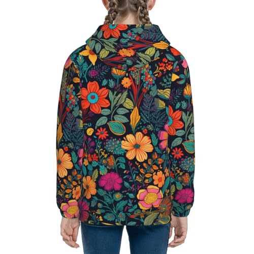 Tropical forest with plants and flowers Hoodie Youth Hooded Sweatshirt 3D Digital Printed With Pockets Tops3