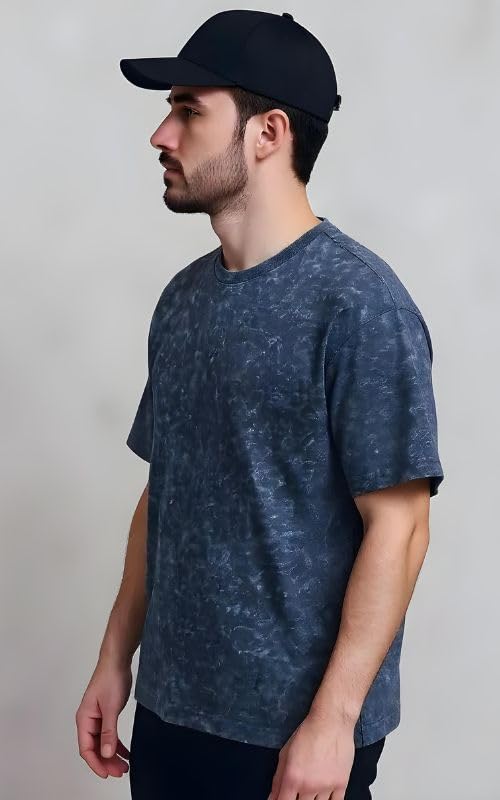 Image of boffi ... 100% Cotton Oversized T-Shirt Unisex Drop Shoulder Optical Washed Street Look Black Pack of 1