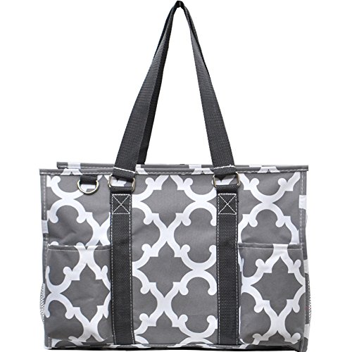 Clover Pattern Print Zippered Caddy Organizer Tote Bag