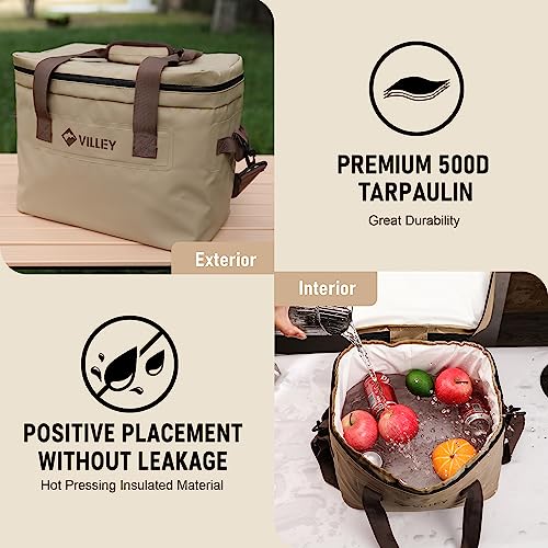 VILLEY-Cooler-Bag-30-Cans-Insulated-Soft-Cooler-Bag-Large-Beach-Cooler-with-Removable-Shoulder-Strap-Keep-ColdKeep-FreshKeep-Warm-Portable-Soft-Sided-Cooler-for-Camping-Trip-Picnic-20L