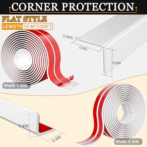 Protector de esquina de pared autoadhesivo flexible blanco de goma duradera para muebles 7