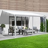 HOME DELUXE - Terrassenüberdachung SOLIS Weiß, B/T/H: 434 x 303 x 226/278 cm - inkl. Hohlkammerplatten, Montagematererial I Carport Pavillion Pergola