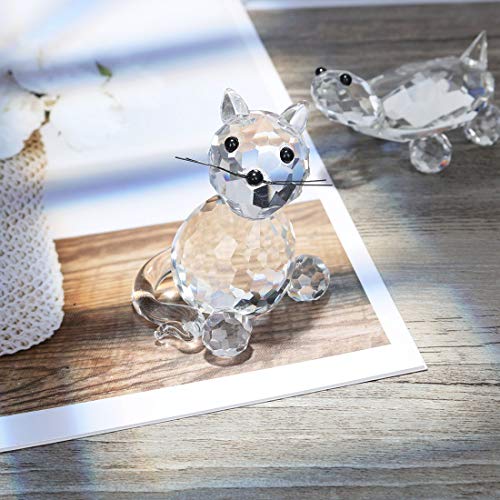 H&D Kristall-Tiere, Sammlerstück, Glas-Katze, Briefbeschwerer, Tischdekoration