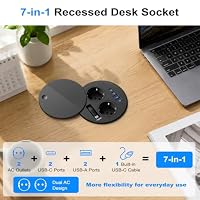Pindus Einbausteckdose mit USB-C PD 35W, ausziehbares USB-C-Kabel, Ø100 mm – Ansicht 2