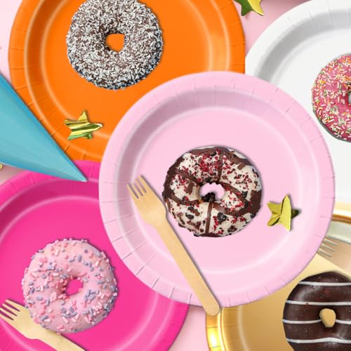 Image of CMUSKO Pink and Orange Party Decorations - 60Pcs Sunset Tropical Plates and Napkins Pink Pumpkin Halloween Tableware for Birthday,Baby Shower, Bachelorette Party (Pack of 2)