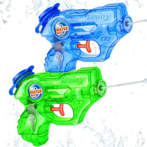 Mini Water Gun for Kids Toddler: 2 Pack Water Guns Soaker Squirts Blasters with Trigger for Boys Girls Bath Toys - Ideal Pool Toys Summer Outdoor Beach Fighting Play