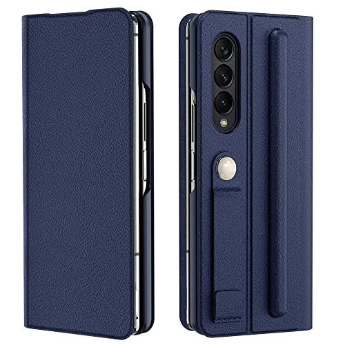 Coque Galaxy Z Fold 4 anti rayures avec fente stylo et rabat cuir