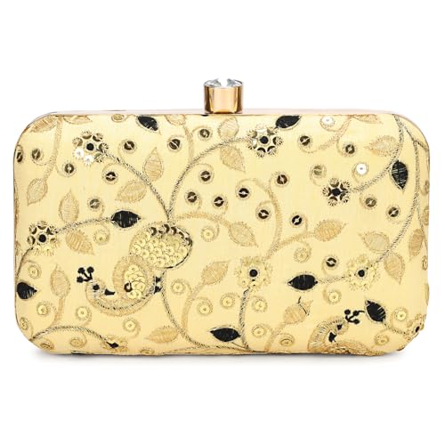 Image of LONGING TO BUY Hand Crafted Designer Box Clutch - Zari Embroidery For Women