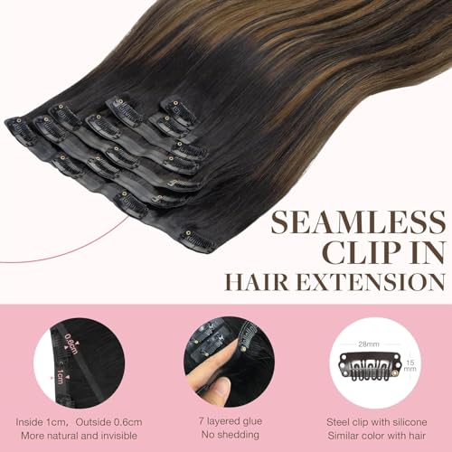 Image of GOO GOO Seamless Clip in Hair Extensions Real Human Hair Remy Extensions