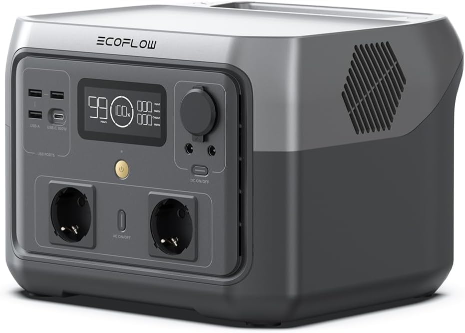 EF ECOFLOW Portable Power Station RIVER 2 Max, 512Wh LiFePO4 Battery, 10 Year Life, 0% - 100% Charge in 60 mins, Power 11 Appliances at once, 230V - 50Hz India Voltage, For Outdoor Use & Home Backup