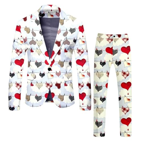 Veste et pantalon imprimés pour la Saint-Valentin, le costume d'été rose vif idéal à offrir