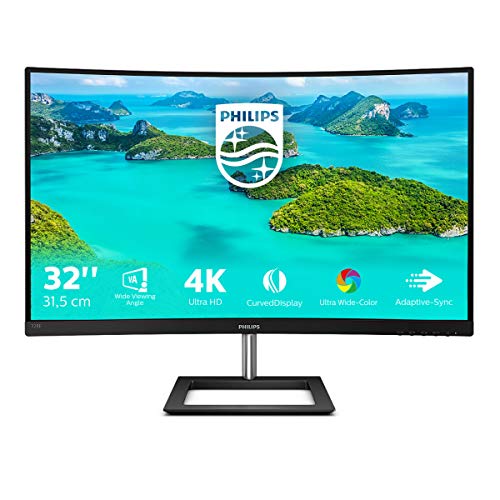 Philips 328E1CA - Monitor 4K Curvo de 32 Pulgadas, 60 Hz, 4 ms, VA, Altavoces, sin parpadeos, sincronización adaptativa (3840 x 2160 @ 60 Hz, 250 CD m², 4 ms, HDMI2.0   DP1.2)